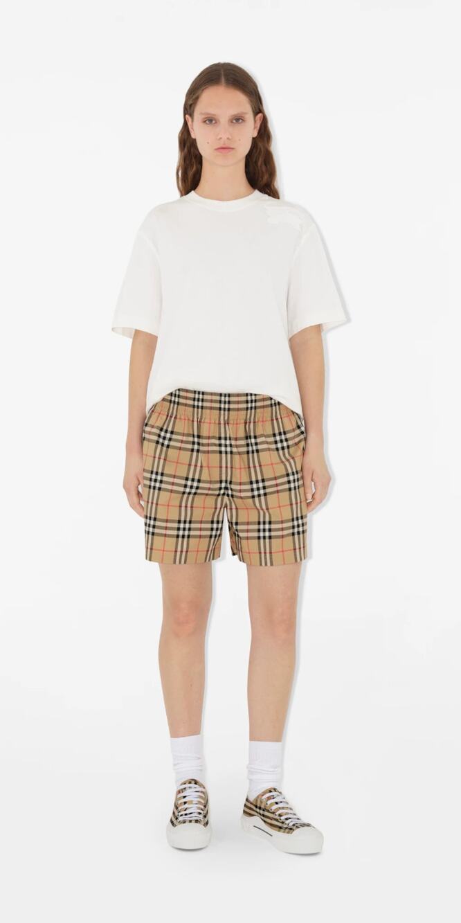 Burberry Check Plaid Cotton Pull On Elastic Shorts Size US 2